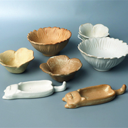 创意陶瓷味碟家用蘸酱粗陶碟子不规则，调碗哑光日式酱油碟厨房餐具