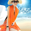 韩版丝巾女夏季纯色纱巾，防嗮围巾雪纺两用超长大披肩沙滩巾薄装饰