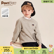 pawinpaw卡通小熊童装，2023年秋冬男童长袖卫衣，圆领上衣加绒