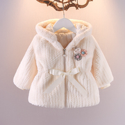女童外套1秋装0-4岁婴儿加厚上衣，2保暖外出服3女宝宝秋冬季毛毛衣(毛毛衣)