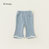 女童七分裤夏季韩版童装裤子，儿童珍珠花边牛仔裤
