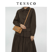 TENNCO简约百搭真皮小方包韩版小众设计锁扣翻盖真皮单肩斜挎包包