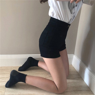 lisa同款爵士舞嘻哈紧身弹力热裤包臀aa裤高腰显瘦百搭黑色短裤女