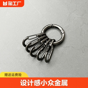 设计感小众金属个性钥匙扣高档挂件复古钥匙套绳弹簧钥匙圈环