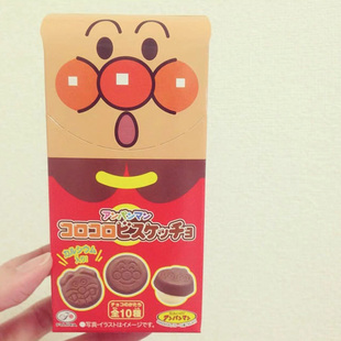 日本本土不二家面包超人系列，巧克力味饼干进口休闲零食34g