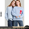 HAVVA2023冬季蓝色毛衣女宽松慵懒设计感假两件针织衫M3-0333