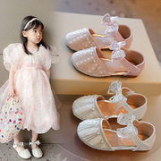 女宝宝水晶包头凉鞋，2024春夏女童水钻，蝴蝶结公主单鞋甜美皮鞋