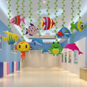 幼儿园空中吊饰走廊，教室海洋风主题环创悬挂物，开学环境布置装饰品
