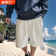 夏季男士白色短裤，五分裤工装裤宽松直筒运动