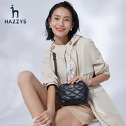 hazzys哈吉斯(哈吉斯)时尚，简约斜挎包女士黑色夏季真皮单肩包
