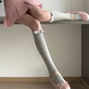 少女的梦*芭蕾舞风宽条纹，超薄堆堆袜走秀款，一字蝴蝶结百搭小腿袜