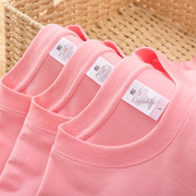 230g重磅纯棉短袖t恤男女基础款纯色粉色全棉，打底衫情侣装白色tee