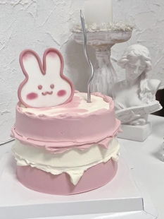 网红ins可爱小兔子蛋糕装饰摆件，少女心粉嫩兔兔女生生日派对插件