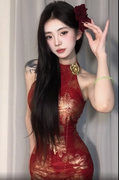 新中式国风复古红色改良旗袍连衣裙女夏高级性感修身开叉包臀长裙