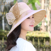 夏季太阳帽女防紫外线可折叠遮阳帽大沿遮脸防晒帽户外沙滩帽子潮