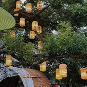 手工竹编灯笼吊灯中式景区装饰灯，江南小院围炉煮茶户外防水挂树灯