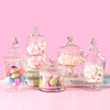 欧式收纳圆形玻璃糖果罐，瓶子带盖创意，可爱客厅玻璃罩甜品台储物罐
