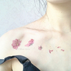 少女性感锁骨樱花花瓣纹身，贴纸防水女持久仿真韩国小清新花朵花环