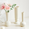 细口花瓶摆件一枝花法式复古陶瓷高级感奶油风中古白色插花器小众