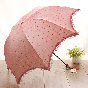 韩版拱形公主伞可爱折叠创意晴雨伞，防紫外线蕾丝蘑菇伞太阳伞