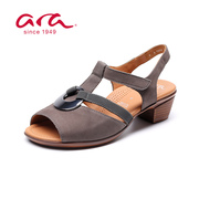 ara德国鹦鹉舒适女鞋夏季一字型，搭扣露趾粗跟全凉鞋h楦9s35715