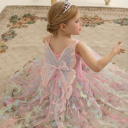 女童连衣裙夏装儿童礼服吊带爱莎公主裙蝴蝶蓬蓬纱艾莎生日发光裙