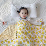 豆豆毯夏季薄款纯棉双层婴童盖毯幼儿推车毯男女童小毛毯午睡被子