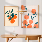 墙蛙现代简约餐厅装饰画客厅沙发背景墙挂画北欧橙子水果插画壁画