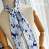 繁星原创设计蓝色水墨印花丝巾领巾国风高级感小长条绑包扎发丝带