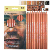普乐斯12色肤色肖像专业绘画色粉铅笔水溶彩铅笔暗色系碳画