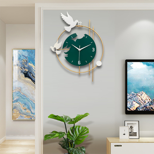 钟表挂钟客厅创意时尚北欧轻奢餐厅玄关墙面装饰时钟个性铁艺金属