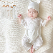 婴儿夏季连体衣莫代尔短袖蝴蝶，哈衣宝宝护肚薄款和尚服空调服爬服