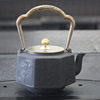 日本铸铁壶生铁八面茶壶八角铜把铜盖手工铸造茶具煮茶壶1.2L家用