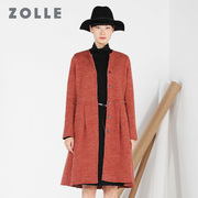 ZOLLE因为长袖毛呢外套女中长款显瘦薄款羊毛呢子大衣冬季