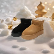 GNC松糕底雪地靴女商场同款冬季短筒增高棉鞋保暖加绒加厚短靴