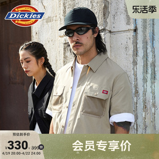 dickies24春夏宽松舒适网眼，口袋速干工装短袖，衬衫男女情侣