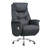 手动版午休椅黑色牛皮西皮高档现代老板椅大班椅可躺办公午休椅子