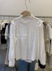 susan2024年夏上新韩版ins潮珍珠，设计感拼接蕾丝花边领纯色小衫