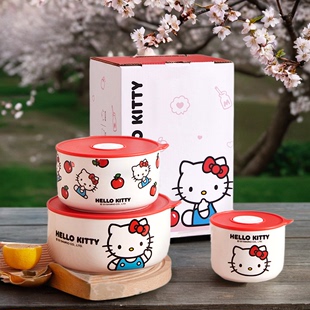 三丽鸥helloKitty联名密封饭盒上班族微波炉保鲜碗便当盒餐具套装