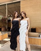 泰国设计师品牌kimber吊带，浪漫花瓣仙女，开衩连衣裙