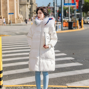 白色羽绒服中长款女冬季韩版2018时尚白鸭绒过膝大毛领外套潮