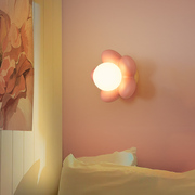 壁灯北欧花朵卡通儿童房卧室，灯简约现代温馨浪漫创意网红床头灯具