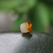 珠玉珍藏6mm新疆和田玉籽料红皮白玉方珠珠单珠顶珠配珠