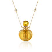 s925天然黄水晶精油瓶吊坠芳香珠宝金色银项链
