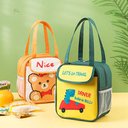 小学生饭盒袋手提保温午餐，包大号(包大号)便携手拎儿童可爱卡通帆布便当包