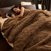 毛毯被子冬季加厚裘皮草双层保暖毯子珊瑚绒盖毯高端水貂拉舍尔毯