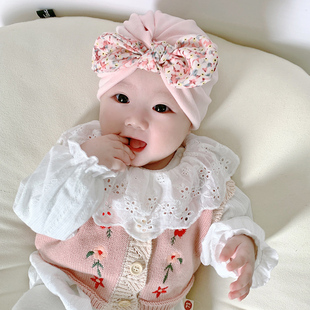 婴儿帽子春秋薄款女宝宝印度帽洋气可爱公主婴幼儿男宝新生儿胎帽