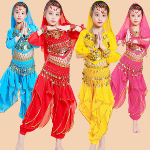 儿童印度舞服装女童印度舞，演出服少儿肚皮舞表演服幼儿新疆舞蹈服