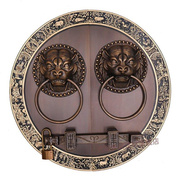 中式明式仿古大门拉手兽头门环复古圆形，把手对开门铜配件48cm29c