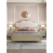美式轻奢实木床现代简约1.8米主卧室双人床1.5米公主床欧式真皮床